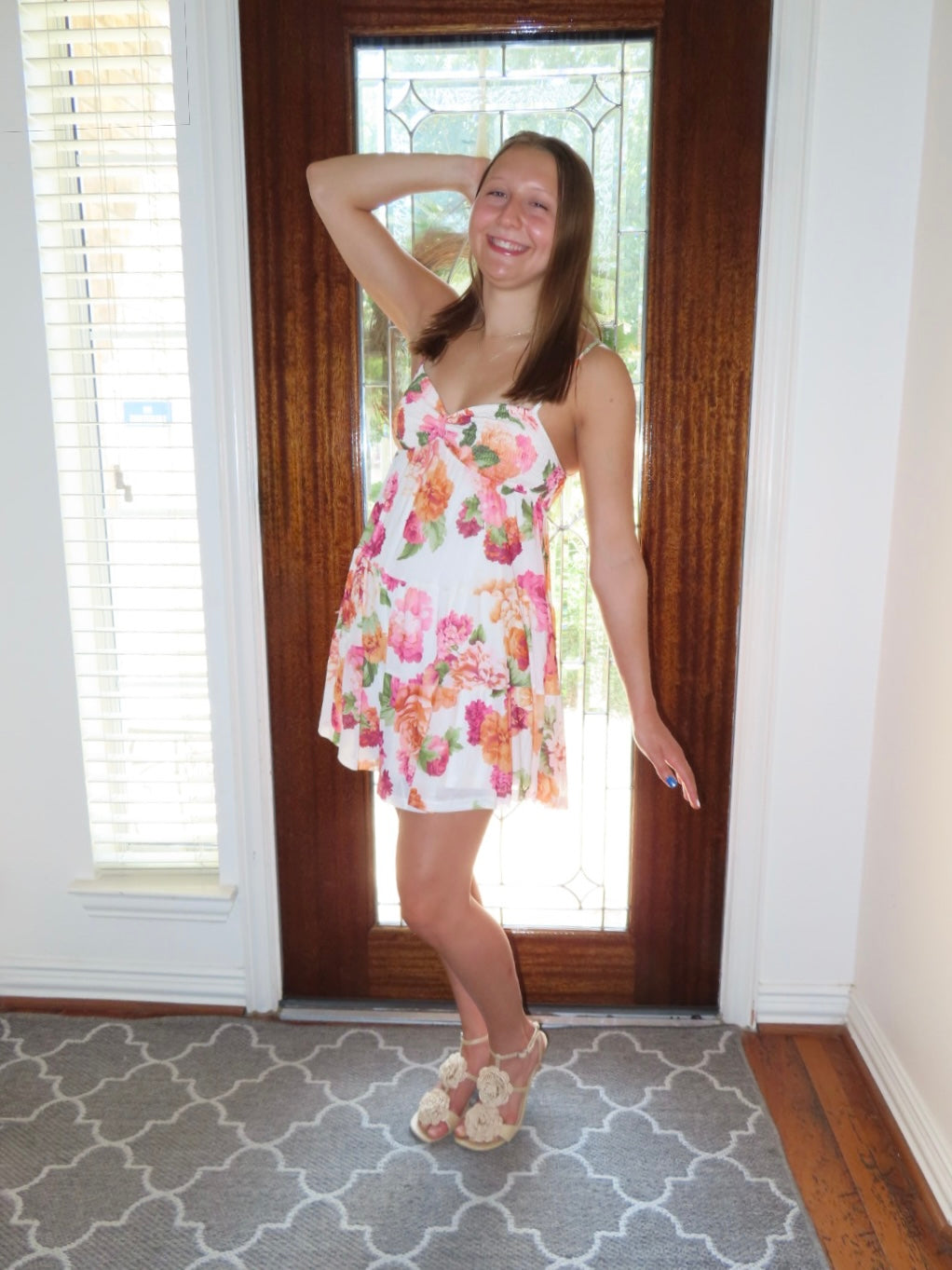 Floral Chiffon Smocked Babydoll Cami Romper